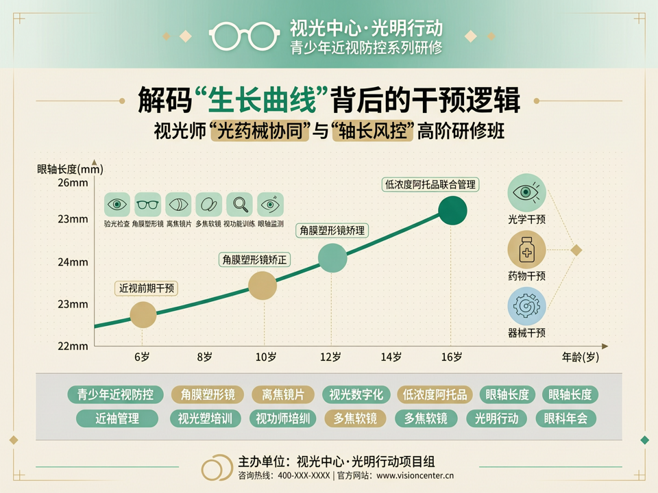 解码“生长曲线”背后的干预逻辑:视光师“光药械协同与轴长风控”高阶研修班